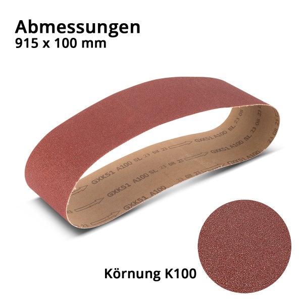 Schleifband mit der Körnung K100 und den Abmessungen 915 x 100 mm