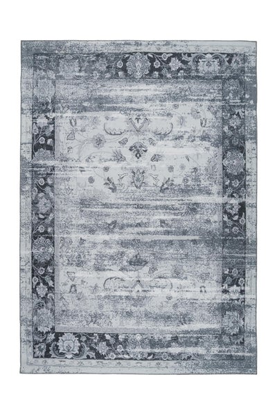 Flachflor Teppich Stellara Grau / Blau Vintage-Design, Used-Look, Orientalisch 200 x 290 cm