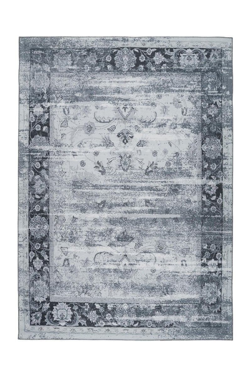 Flachflor Teppich Stellara Grau / Blau Vintage-Design, Used-Look, Orientalisch 170 x 240 cm