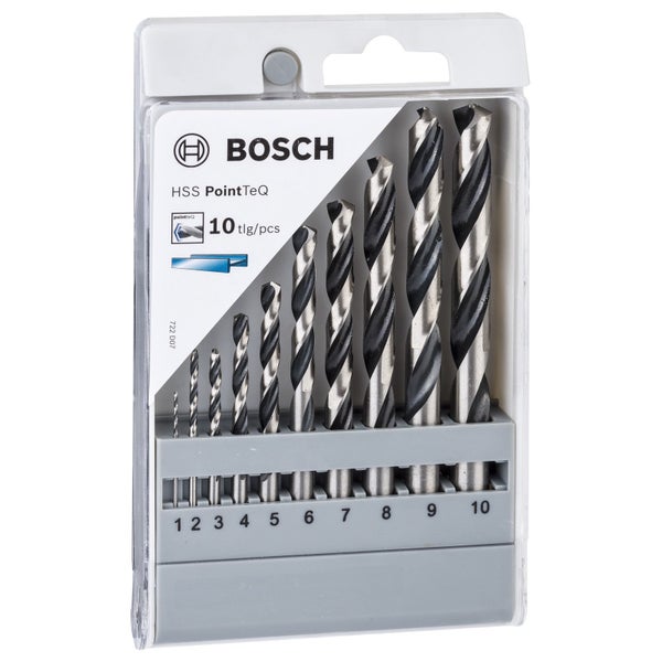 Bosch 10tlg. HSS-Spiralbohrer PointTeQ, 1-10mm, Kassette - 2608577348