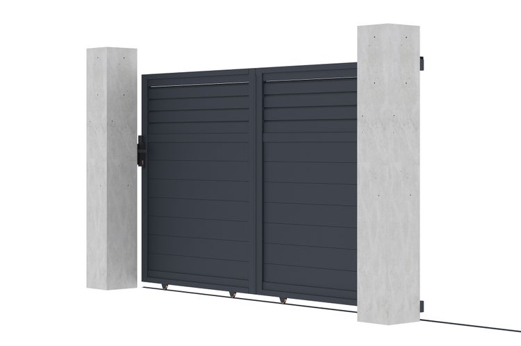 Schiebetor 3m CARPATIA H.180cm graues Aluminium + 2 Pfosten 20x20cm H.190cm