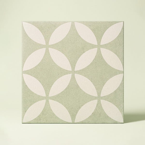 Quadratische Wandfliese mit geometrischem Blumenmuster für Innenbereiche