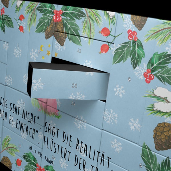 Mr. & Mrs. Panda Befüllbarer Adventskalender Schwein Glück - Blau Pastell
