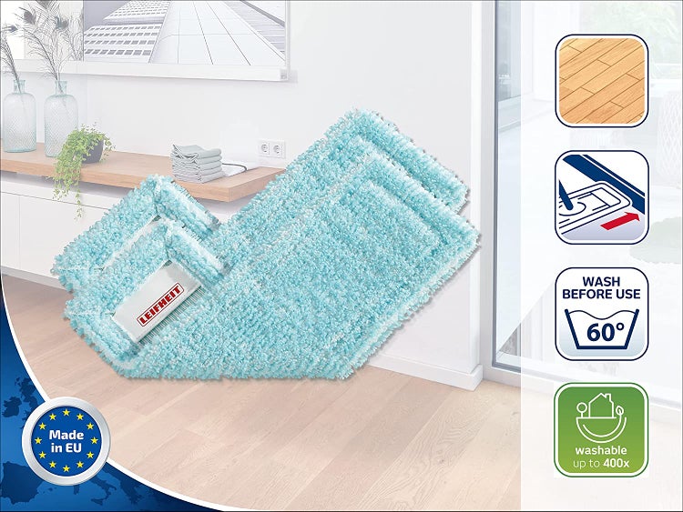 Leifheit 2er Set Wischbezug Profi XL super soft für sensible Böden, Bodenwischer Ersatzbezug mit Spezialfasern, Wischer Ersatzbezug für minimale Wasseraufnahme, ideal für Parkett, Laminat und Kork
