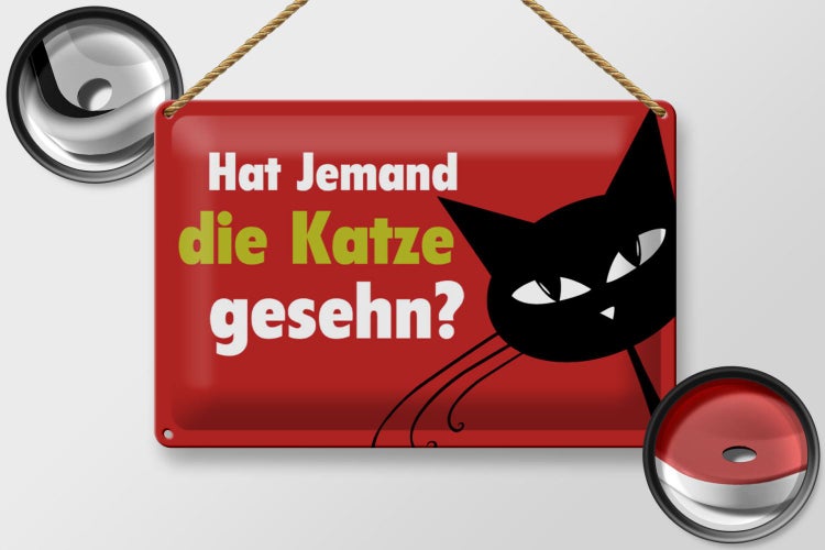 Blechschild Spruch 30x20cm hat jemand Katze gesehn