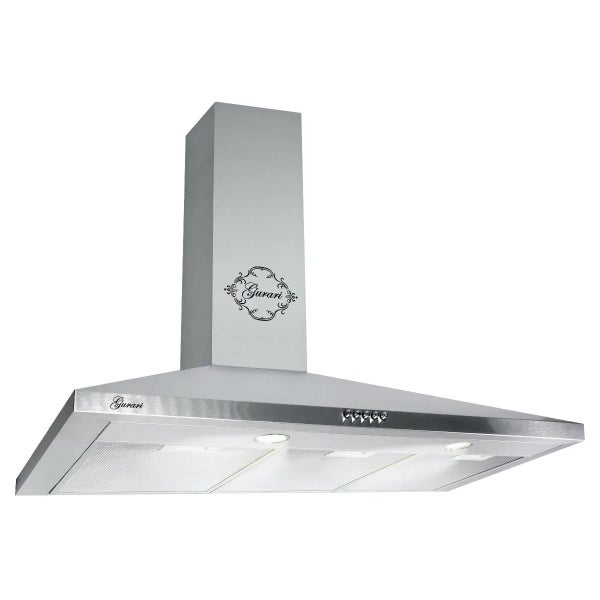 Wanddunstabzugshaube aus Edelstahl mit Kamin und Drucktasten von Gurari.