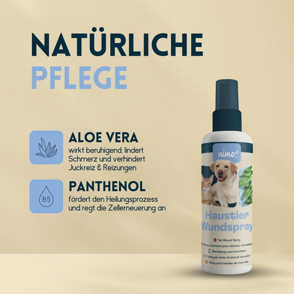 nimo® Haustier Wundspray • mit Aloe Vera und Panthenol zur Wundpflege und -heilung