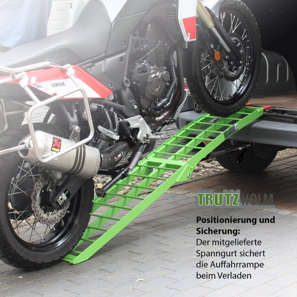 TRUTZHOLM 1 x Auffahrrampe klappbar 180 cm Traglast 340 kg Alu grün Riffelstab Verladerampe