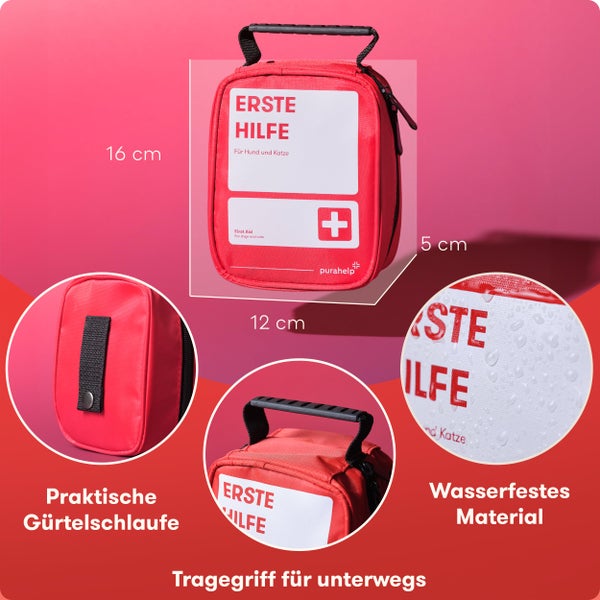 PURAHELP Erste Hilfe Set Hund und Katze - 51 Teile Inkl. Zeckenzange, Pinzette, Tourniquet und vieles mehr - Hunde Erste Hilfe Set Erste Hilfe Hund Hundeapotheke