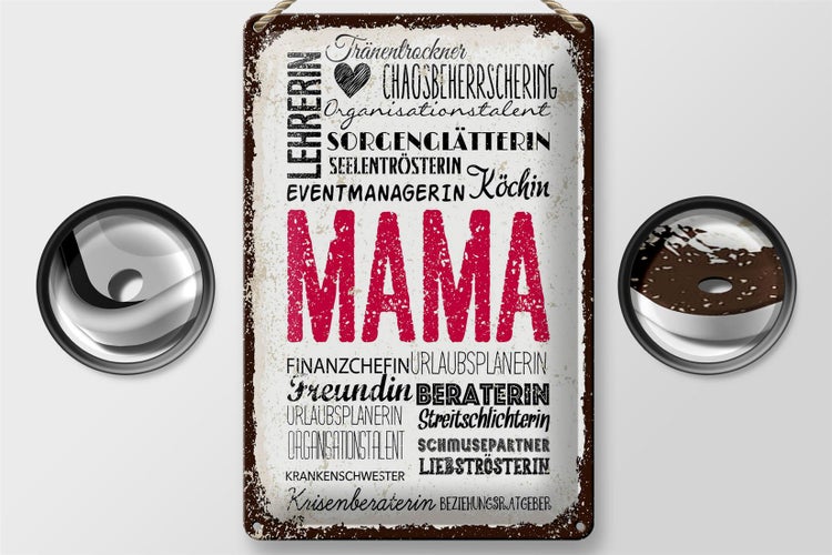 Blechschild Spruch Mama Lehrerin Freundin Köchin 20x30cm