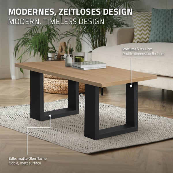 ECD Germany 2er Set Tischbeine 40x43 cm, Schwarz, Stahl pulverbeschichtet, Industriedesign, Vierkantprofil, Metall Tischkufen Tischuntergestell Tischgestell Möbelfüße Bankkufen Bankgestell Bankbeine
