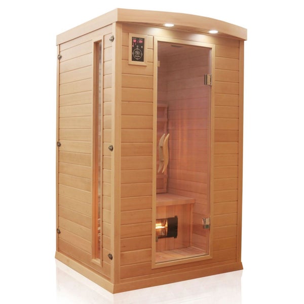 Dewello® Infrarotkabine Infrarotsauna HYDER 115cm x 105cm inkl. 6 Vollspektrumstrahler, Radio, Farblicht, 2 Personen,LED