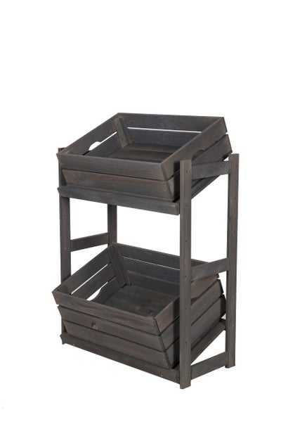 PROREGAL Getränkekistenregal SPREEWALD HxBxT 86x70x33cm 2 Ebenen Massives Kiefernholz Grau geölt