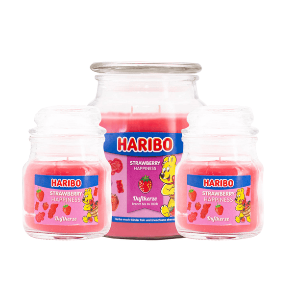 Haribo Kerzen Erdbeere Set 3 - 1x groß 2x klein
