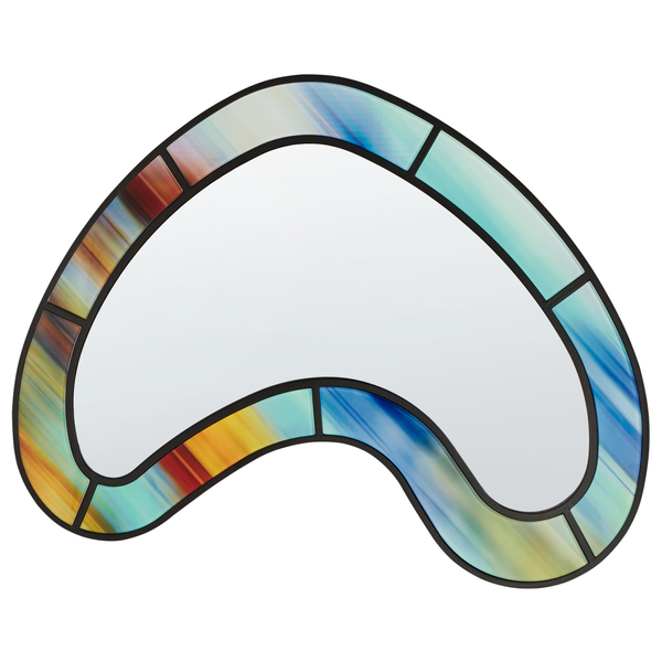 Dekorativer Wandspiegel mit farbigem Glasrand