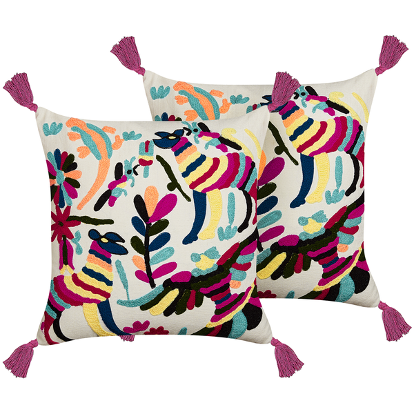 Dekokissen 2er Set RAIGANJ Baumwolle 50 x 50 cm Bunt Abstraktes Muster