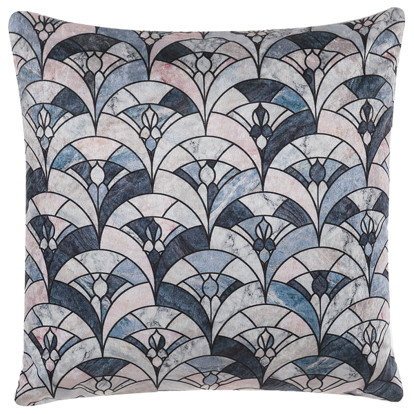 Quadratisches Zierkissen mit geometrischem Art-Deco-Muster.