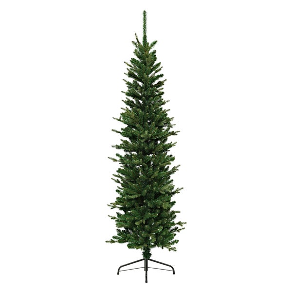 Schmaler künstlicher Weihnachtsbaum aus Kunststoff mit Metallständer