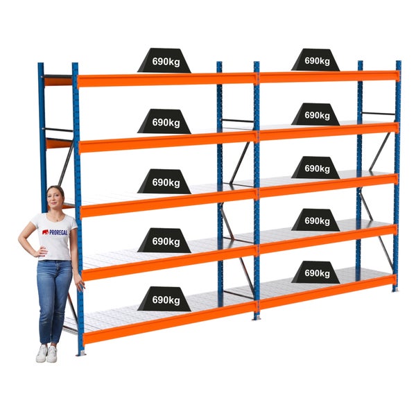 Belastbares Schwerlastregal mit einer Tragfähigkeit von 690 Kilogramm pro Regalboden