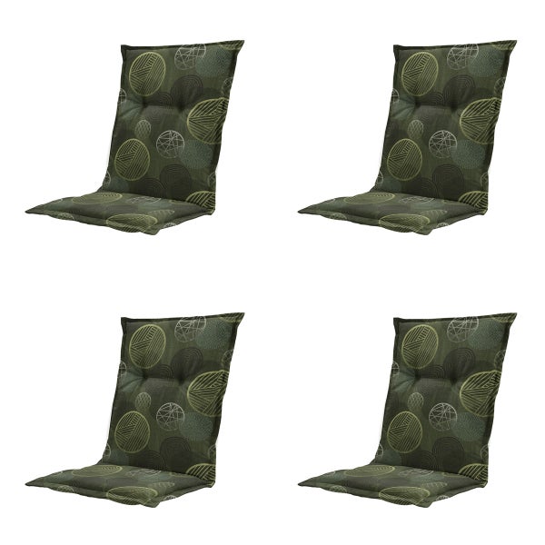 Gartenstuhlauflage Niedrige Rückenlehne Kreis grün - Ca. 105x50 cm - 4er-Set