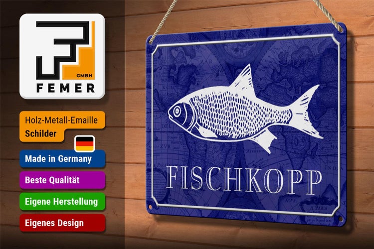 Blechschild Spruch 30x20cm Fischkopp Fisch Schild