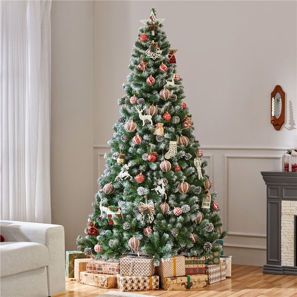Yaheetech 228 cm künstlicher Weihnachtsbaum mit Schnee , Grün