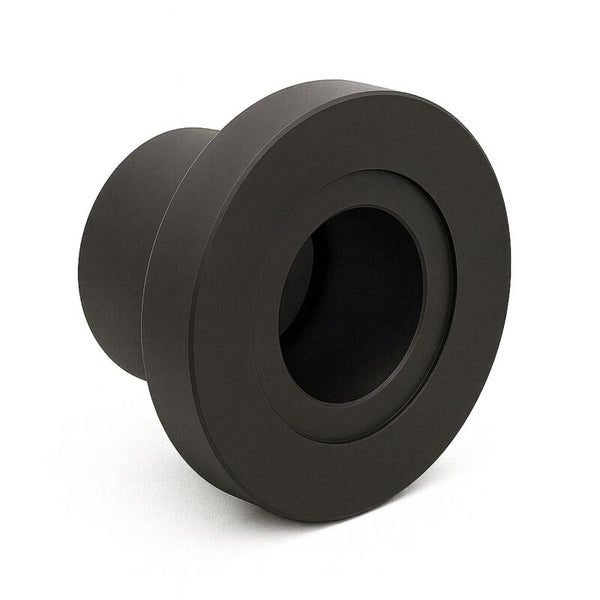 Eine schwarze Reduzierbuchse aus Kunststoff zur Verbindung von Rohrleitungen.