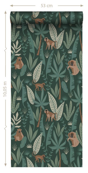 Tapetenrolle mit Dschungelmotiv, 53 cm breit und 10,05 m lang