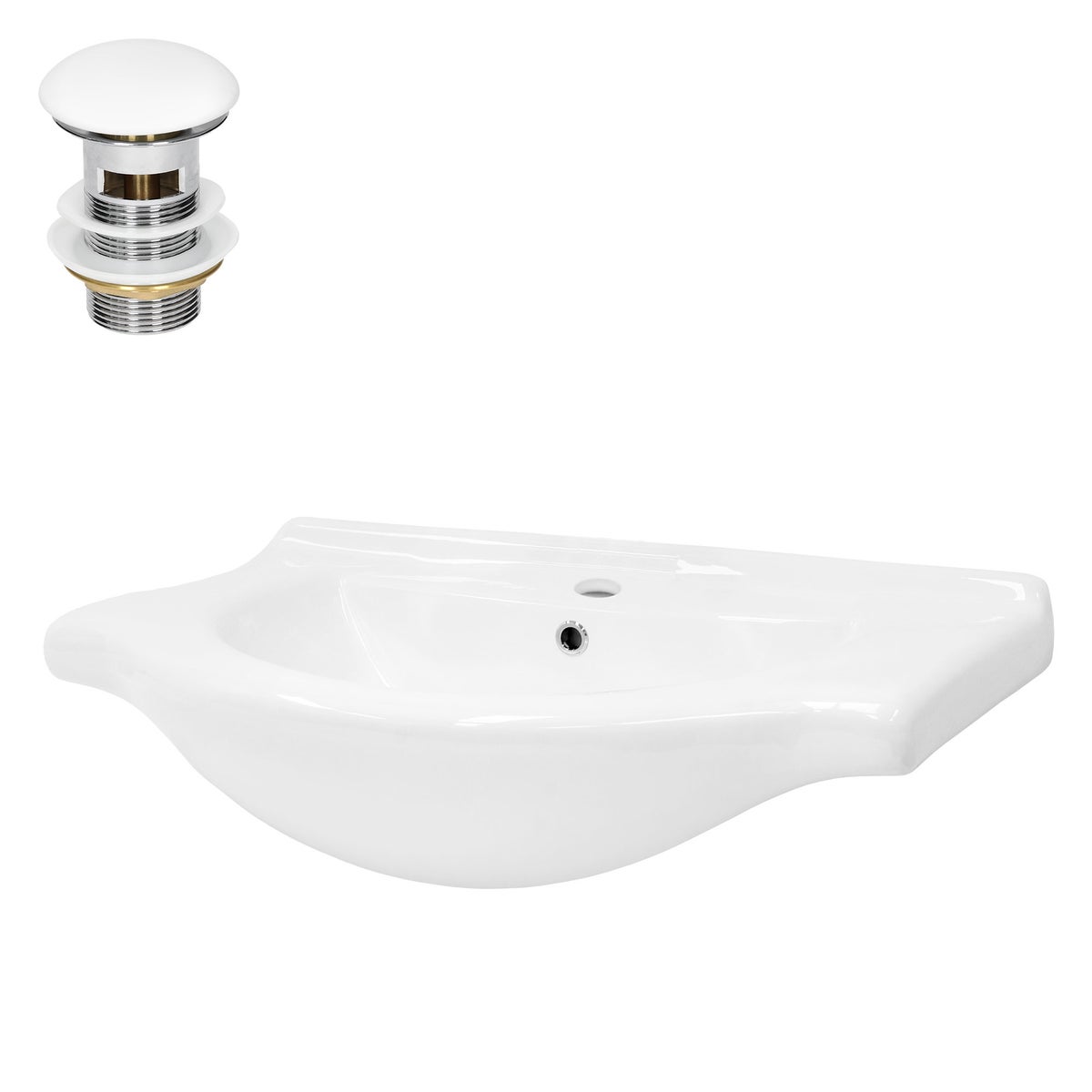 ML-Design Waschbecken aus Keramik Weiß 77x21,5x51,5 cm inkl. Ablaufgarnitur, Einbauwaschbecken mit Überlauf, Aufsatzwaschbecken Einbauwaschtisch Waschschale Waschplatz Handwaschbecken, für Badezimmer