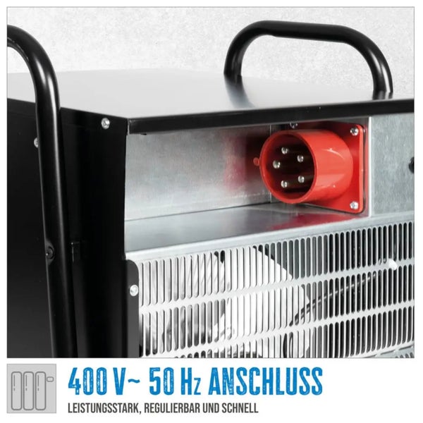 Detailansicht eines Heizgeräts mit 400 Volt Anschluss