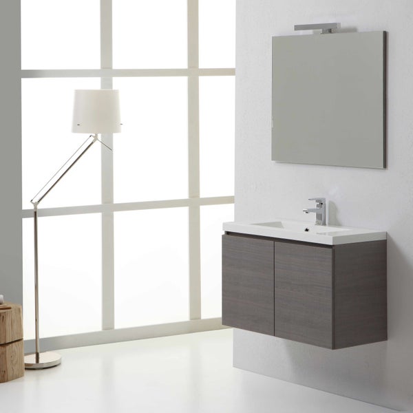 Badezimmermöbel -Set 80 cm mit Türen und Mineralguss-Waschtisch | Manhattan