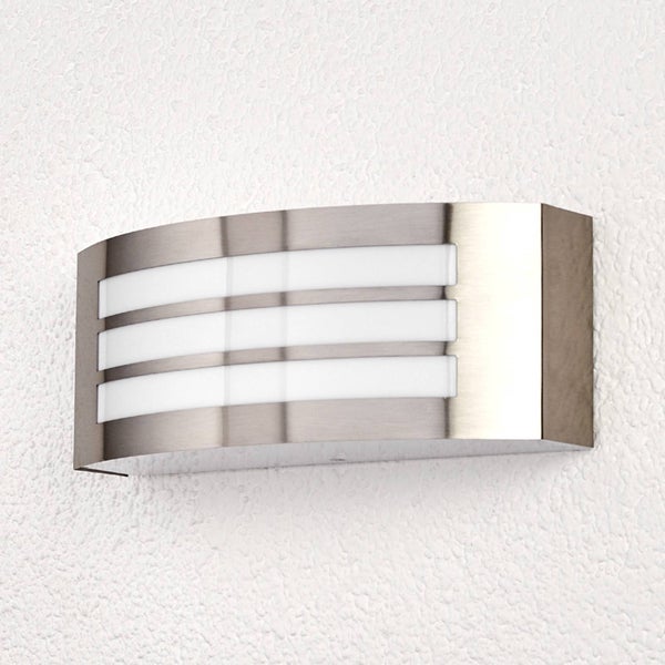 Lindby Wandlampe aussen IP 44, Edelstahl Wandleuchte silber Up- and Downlight Außenbeleuchtung Wand Hof Garten Terrasse Balkon Aussenleuchte