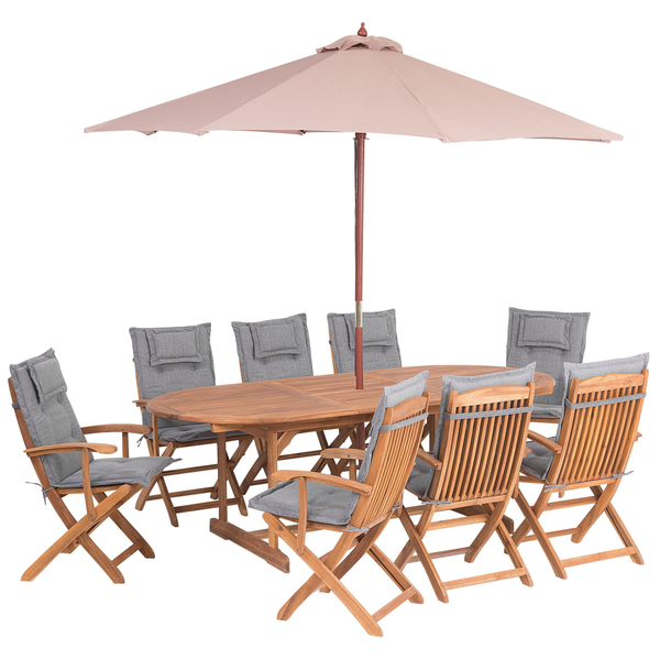 Gartenmöbel Set 8-Sitzer MAUI Akazienholz Grau