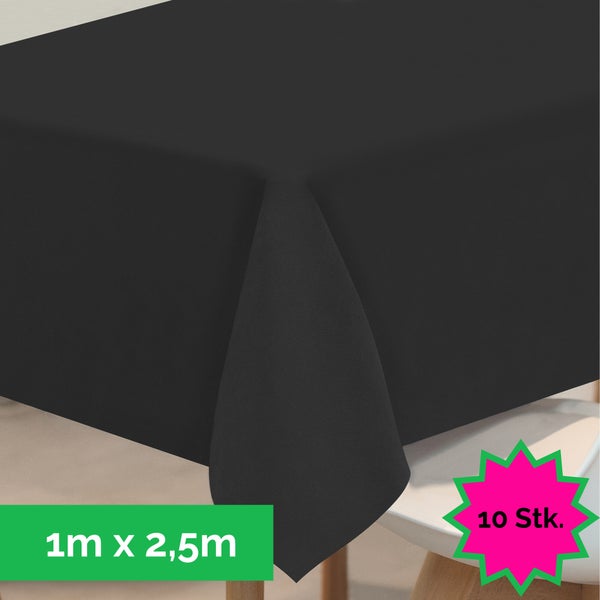 Sensalux Tischdecke, abwaschbar, Vorteilspack, 10 Stück, 1m x 2,5m, Schwarz