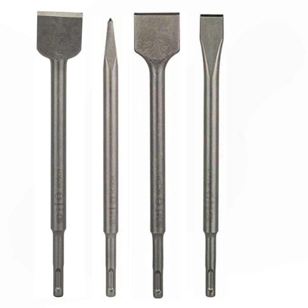 Vierteiliges Bosch Meißel Set für Bohrhammer aus Stahl