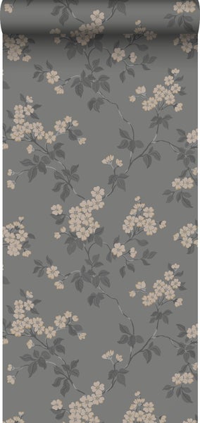 Duro Tapete Blumen Graugrün - 53 cm x 10.05 m - 661150