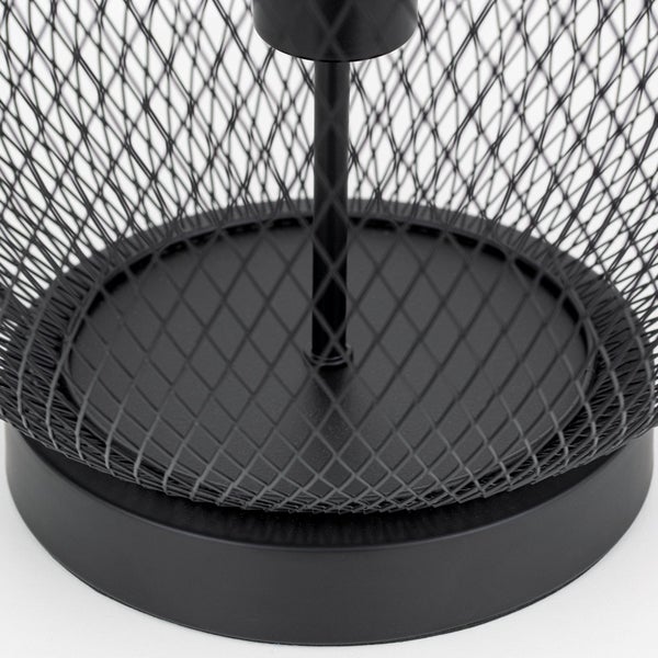 Detailaufnahme eines schwarzen Schirmständers aus Metall