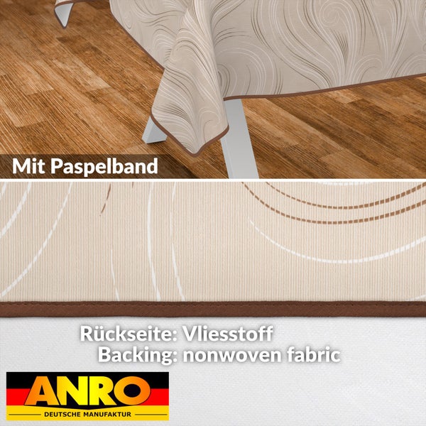 Tischdecke mit Paspelband und Vliesstoff Rückseite