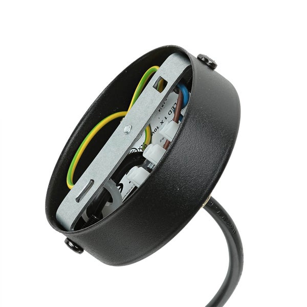 Detailansicht einer Lampenbefestigung mit Verkabelung