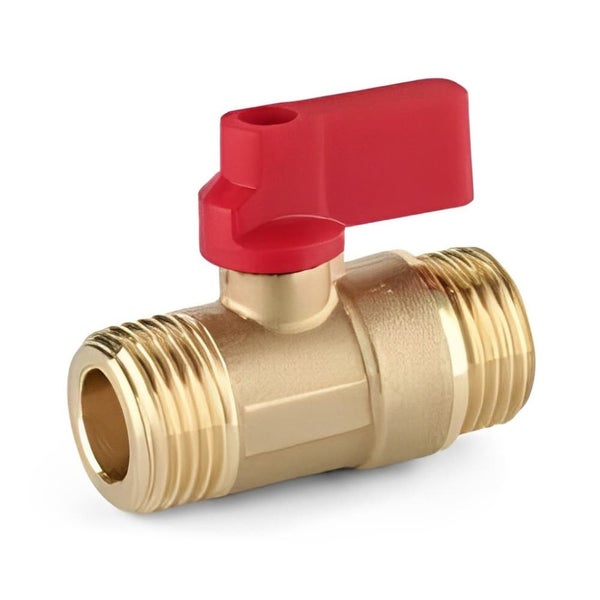 Auslaufventile + Kugelhähne, 1/2 AG x 1/2 AG, Mini ball valve with red handle