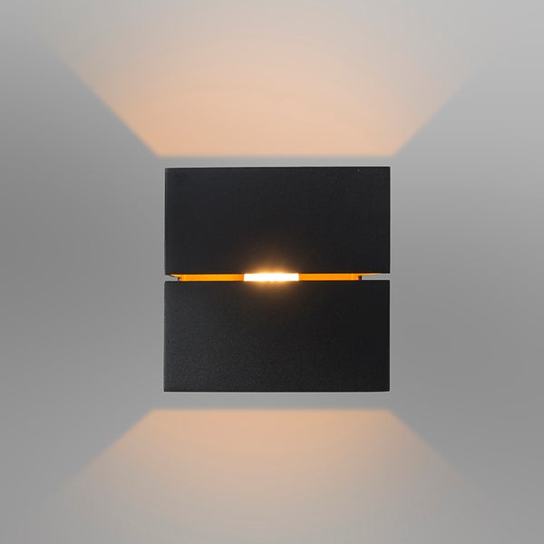 Set mit 2 modernen Wandlampen in Schwarz mit goldenem Innenleben, 9,7 cm – Transfer Groove