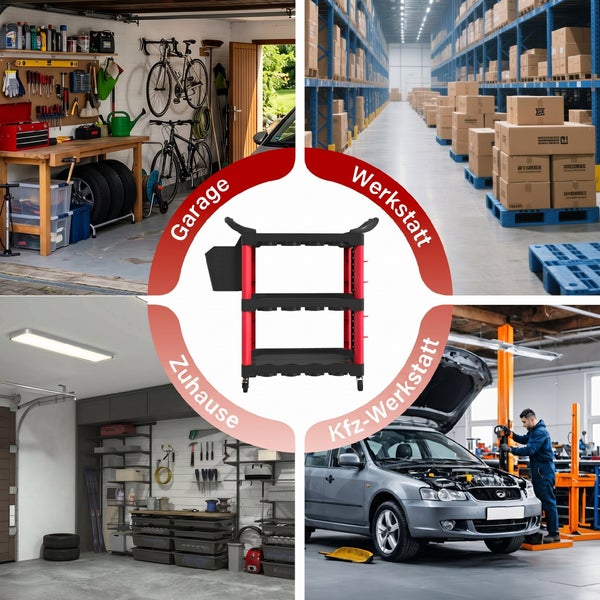 Mehrzweckwagen mit drei Ablagen fuer Garage Werkstatt Zuhause und Kfz Werkstatt