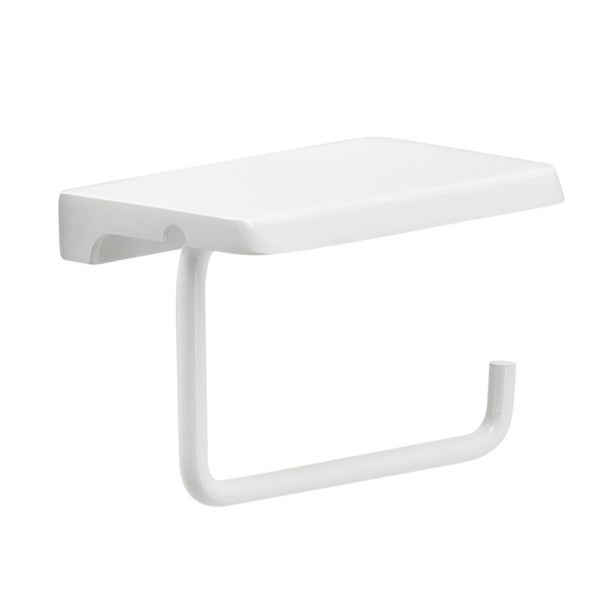 Weißer Edelstahl-Papierrollenhalter mit Ablage