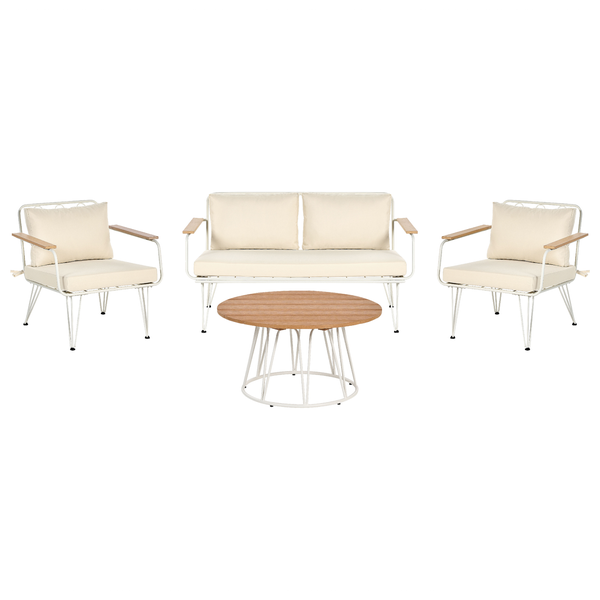 Gartenmöbelset mit Sofa, zwei Sesseln und einem Tisch