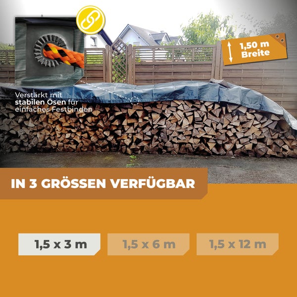 Holzabdeckplane in Grün/Blau 150g/m² 1,5x3m Powerforst