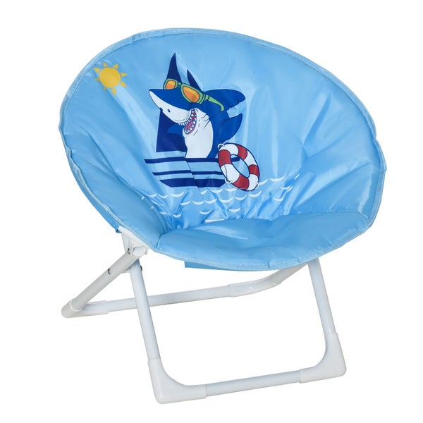 HOMCOM Moonchair, Campingstühle, klappbar, In-& Outdoor leicht zu tragen, für Kleinkind, Mädchen, Junge, Ø50 x 49H cm, Stahl, Blau