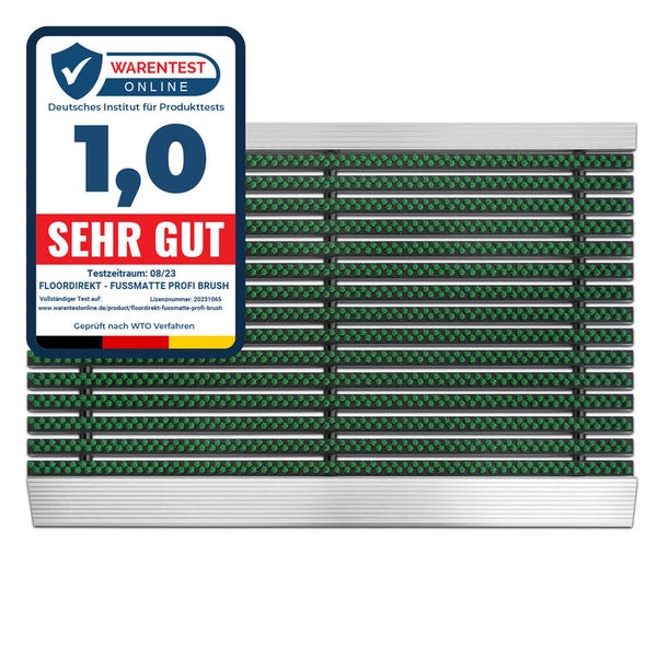FLOORDIREKT Fußmatte - Profi Brush - Schmutzfangmatte mit Alu-Rahmen - Grün - 40 x 60 cm