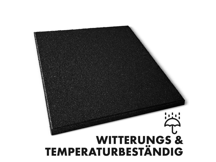 FLOORDIREKT Fallschutzmatte - Elastikmatte - Fallschutzplatte mit Drainage - Schwarz - 50 x 50 x 2,5 cm