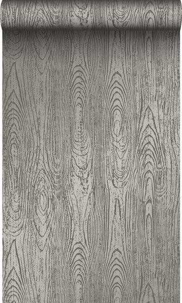 Origin Wallcoverings Tapete Holz-Optik Dunkelgrau - 53 cm x 10.05 m - 347559