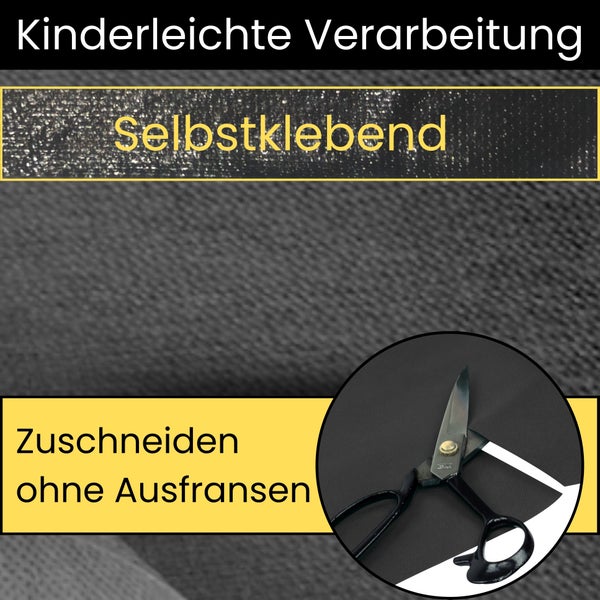 Selbstklebendes Material mit einfacher Verarbeitung, zuschneidbar ohne Ausfransen.